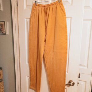 Womens Jennifer Lauren Mustard Yellow Sweatpants, L, Hi Rise, Wide Leg, New